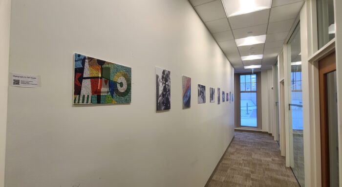 Art display in Boston College Computer Science area